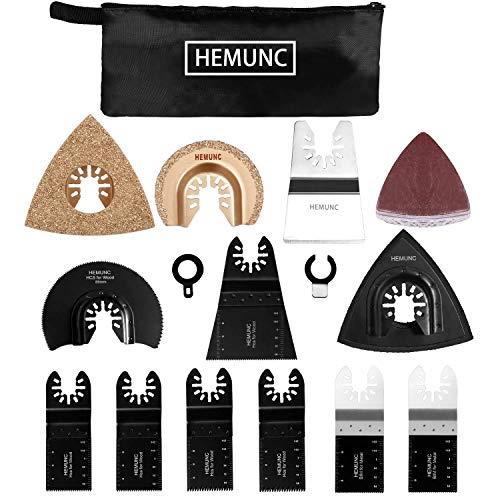 Oscillating Multitool Saw Blades Accessories Kit 52 PCS,HEMUNC Quick Release Oscillating Multitool Blades Universal For Dewalt Fein Multimaster Dremel Makita Milwaukee Rockwell Craftsman Ridgid