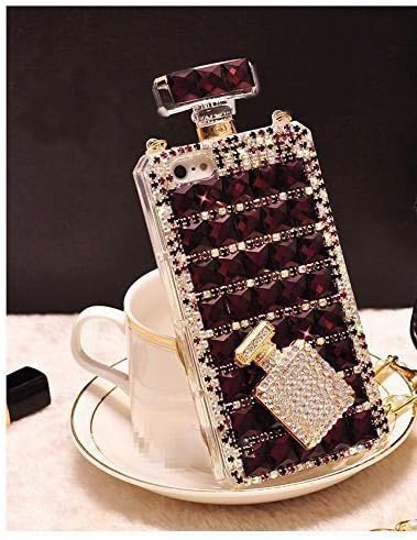 Sasa(TM) iPhone X Case , iPhone 10 Case, Fashion Bonzer Bling Diamond Crystal Perfume Bottle Chain Handbag Case Cover for iPhone X / iPhone 10 (2017 Release) (Purple)