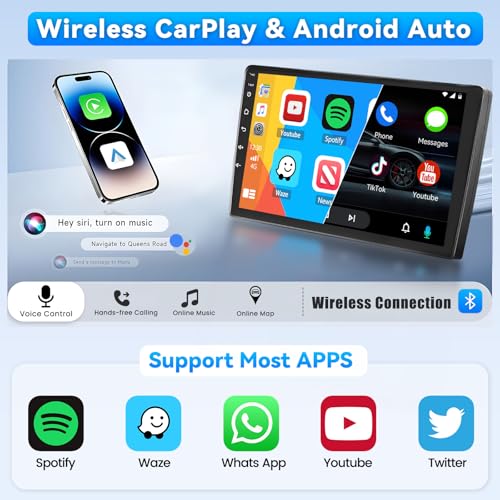 Roinvou 4+64G Android Car Radio for Peugeot 207 2006-2015 Wireless CarPlay Android Auto MirrorLink, 9 Inch Touch Screen Radio with Bluetooth WiFi GPS 32EQ FM/RDS SWC Backup Camera