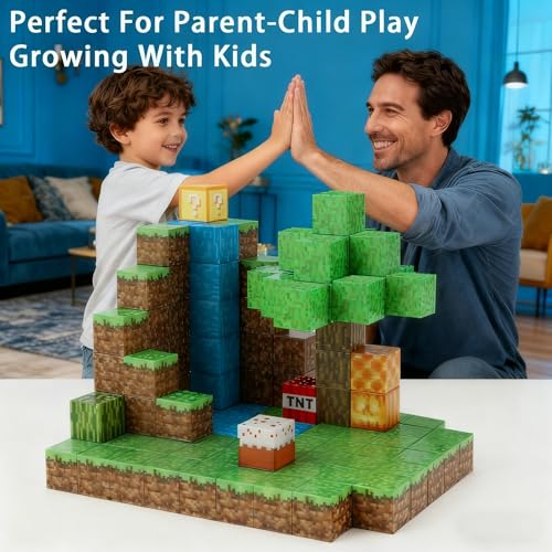 MEESHEEP 128PCS Magnetic Blocks - Waterfall, Build Exact Models Shown in Pictures | STEM Montessori Toys for Girls & Boys Age 3-10 | Inspiring Creativity, Imagination | Suprise Gifts for Kids