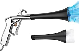JIOUXIP 2 Nozzles Air Cleaning Gun, Dry Cleaning Gun Quickly Blasts Dust, Dirt and Grime from Surface, Dryer Air Blow Gun Works with Air Compressor, Car Detailing Tool for Interiors Exteriors Deeply Cleaning