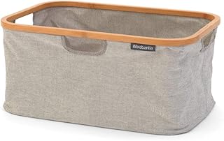 Brabantia Wäschekorb mit Bambus-Oberteil, Stoff, grau, 40 l