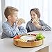 Rotating Appetizer Serving Platter - Taco Tray with Detachable Ceramic Dish - Lazy Susan Сhip and Dip Relish Dish - Bamboo Wood