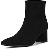 Abbleet Women's Ankle Boots Pointed Toe Chunky Block Heel Short Boots for Women Low Heeled Booties