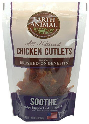 Earth Animal Brushed on Benefits All Natural Chicken Cutlets, Soothe Healthy Digestion, 8oz Bag