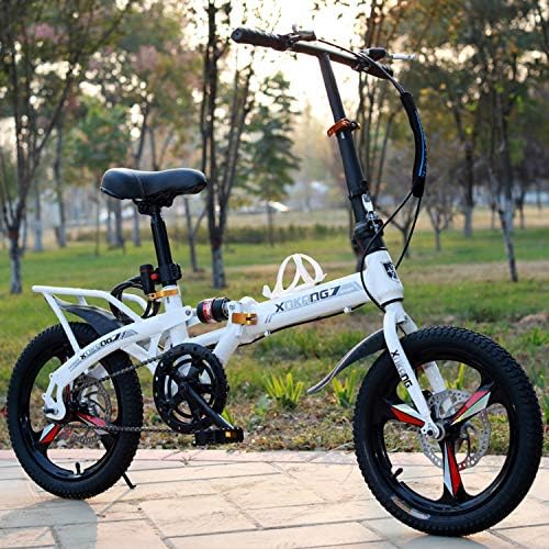 Outdoor Travel Mountain Folding Bicycle, 20" Rack and Fenders, 28lb Lightweight Aluminum Frame Foldable Bike, 6 Speed Portable Mini Folding Pedals Bike