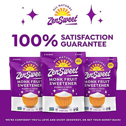 ZenSweet Monk Fruit Sweetener 11 Sugar Substitute 1lb Zero