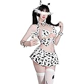 JasmyGirls Cow Cosplay Lingerie Anime Bikini Costume Sexy Maid Outfit Kawaii Lolita Bra Mini Skirt Set Japanese Underwear Stocking