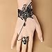 QTMY Black Butterfly Lace Ring Adjustable Bracelet Jewelry Set for Women Girl
