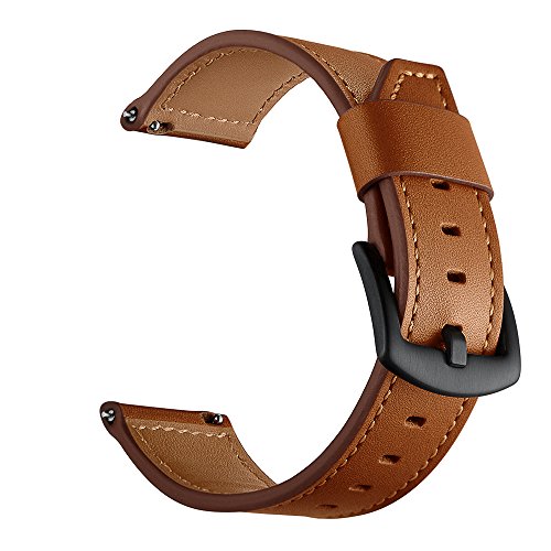 OXWALLEN for Samsung Gear S3 Watch Band 22mm Leather Replacement Watch Strap with Stainless Metal Buckle Clasp
