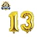 13th Gold Number Balloons Birthday Balloon birthday party supplies decorations Foil balloon,can be used repeatedly(16 Inch) (gold 13)