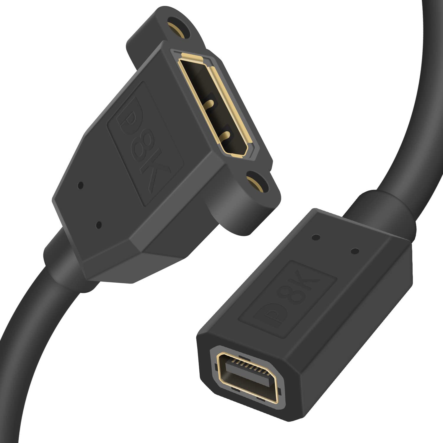 Duttek Displayport to Mini Displayport Cable 0.3M,8K@60Hz Mini Displayport to Displayport Bi-Directional Transmission Standard Mini Displayport 1.4 Cable