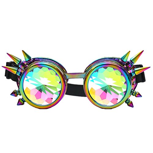Hometom Kaleidoscope Colorful Glasses Rainbow Lens Prism Diffraction Sunglasses for Cosplay Party (Multicolor)