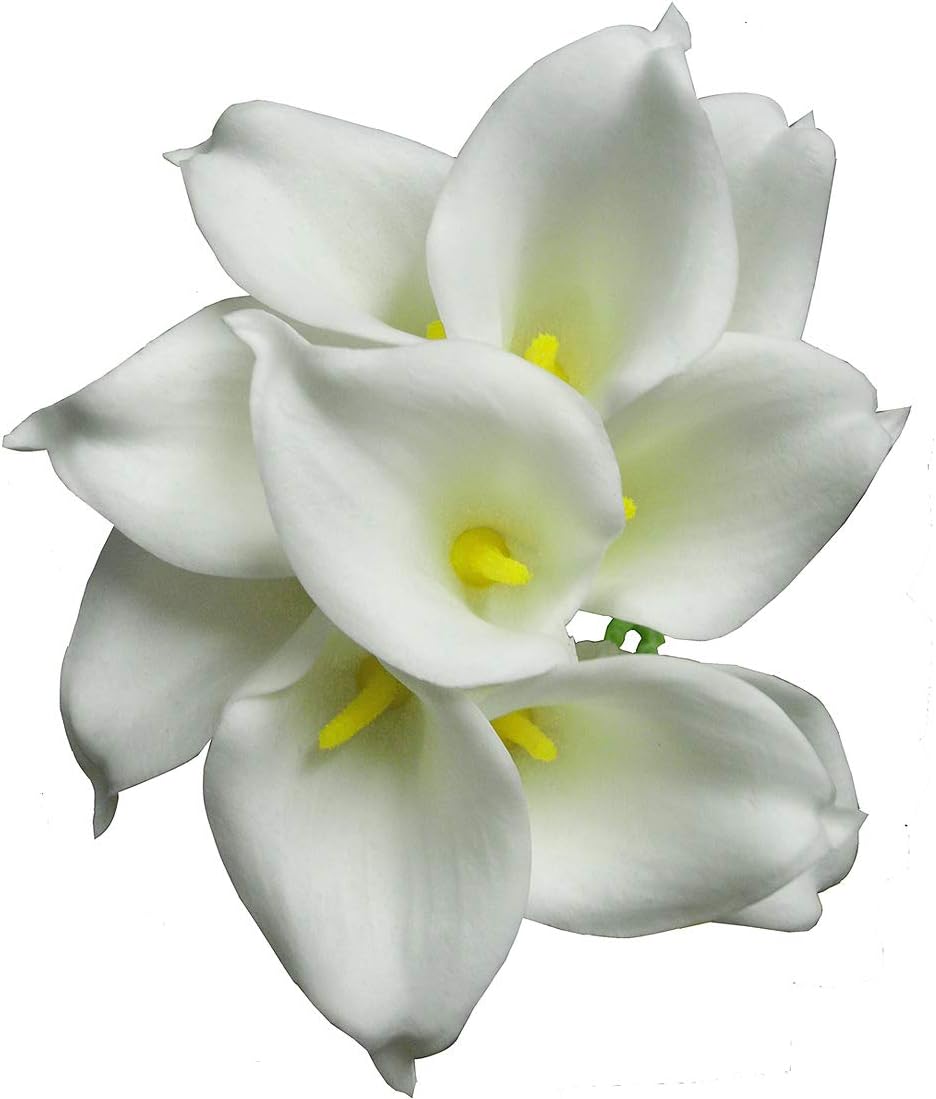 Calcifer 20 Head Calla Lily Bridal Latex Real Touch Wedding Bouquet Flower Bouquets White