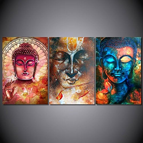 Beautyrain 3Pcs/set Buddha Prints On Canvas The Picture Buddha Pictures Oil For Home Modern Decoration Print Decor(35X50X3)