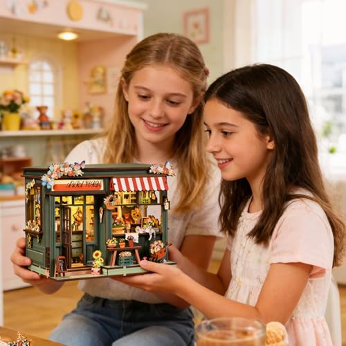 Chinoket Book Nook Kit –Sala de flores Aura Verde(Romance eterno),Puzzle 3D de Madera con Luz LED, Miniatura Creativa para niños y Adultos, Decoración Hogareña y Regalo Original