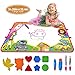Meland Large Aqua Magic Doodle Mat Water Doodle Mat 34.25 x 22.4 inch, Water Drawing Pad with 4 Water Pens and 8 Molds, Kids Educational Travel Toy Gift for Boys Girls Toddlers Age 2 3 4 5, 6 Colors