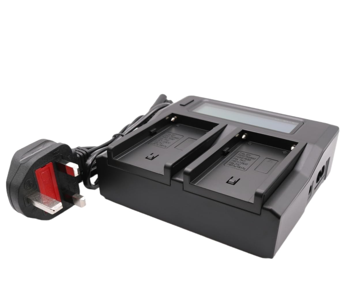 Quick LCD-Display Mains Battery Charger for Sony NP-F Series; NP-F990 NP-F980 NP-F970 NP-F960 NP-F950 NP-F770 NP-F750 NP-F550 NP-F330 NP-FM500H NP-QM91D NP-QM71D Camera; Broadcast Vedio LED Light