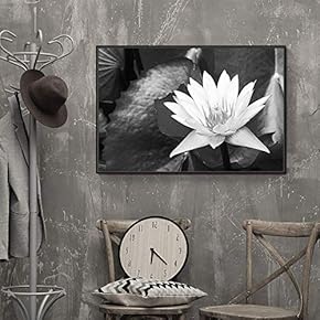 Floating Framed for Living Room Bedroom Black Flower for