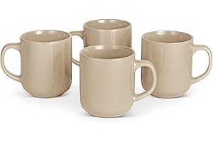 �鶹�� Basics Ceramic Coffee Mugs, 4-Piece Set, 473ml, Microwave and Dishwasher-Safe, Linen Gray