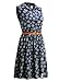 FAVOLOOK Women's Summer Casual Half Placket Sleeveless Shirt Dress with Belt (2X-Large, Blue Dot)
