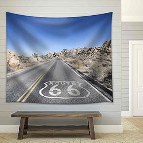 Joshua Tree Highway with Route 66 Pavement Sign in California