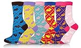 ICONOFLASH Casual Printed Bundle Crew Socks, Assorted Colors, Packs of 6 (Argyle Rabbits, Size 9-11)