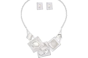 CSY Fashion Boho Oval Crystal Opals Statement Bib Necklace Earrings Bohemian Enamel Costume Jewelry Set Gifts for Women