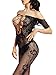 Amoretu Womens Strapless Lingerie Fishnet Bodysuits Crotchless Bodystocking Black