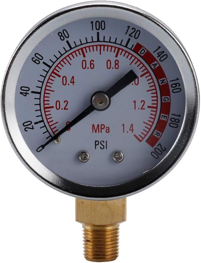 UKCOCO Pressure Gauge 0200 PSI Oil Liquid Filled Glycerin