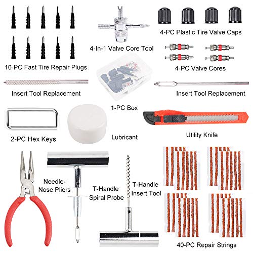 ORCISH 70Pcs Tire Repair Kit, Heavy Duty Tire Plug Kit Flat Tire Repair Kit Tire Patch Kits