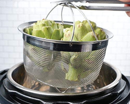 RSVP-International-M8-FH-Mesh-Colander-Strainer-Basket-with-Folding-Handles-3-Quarts-For-Pasta-Frying-Salads-Dishwasher-Safe-Use-in-Pressure-Cookers-Steaming-Draining-Rinsing