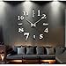 Soledi Wall Clock Decal Modern DIY Large Number Wall Clock 3d Mirror Surface Wall Sticker Clock Home Office Room Art Decor Silver