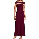 GLNEGE Formal Wedding Guest Bodycon Maxi Dress with Scarf Mesh Slit Elegant Tube Cocktail Party Dresses for Women