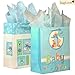 BagLove Gift Bag Set with Tissue Paper Included, Baby Boy, Large, 2 Pack, Blue