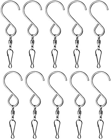 Pack of 10 Wind Spinners Swivel Hooks Clips for Hanging Wind Chime Crystal Twister Party Supply DYI Plant