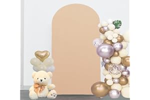 JFDYDM 6FT Nude Arch Backdrop Cover, Nude Spandex Arch Backdrop Cover for Wedding,Khaki Arch Covers Stretchy Backdrop, Khaki 6FT Arch Backdrop Cover for Party Celebration Decoration