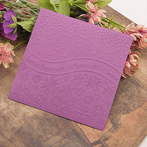 Kwan Crafts Merry Christmas Snowfall Let it Snow Snowflake Plastic Embossing Folders for Card Making Scrapbooking and Other Paper Crafts, 15x15cm