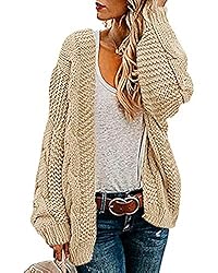 Ferrtye Womens Oversized Chunky Open Front Cardigan
