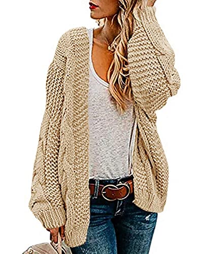 Ferrtye Womens Oversized Chunky Open Front Cardigan