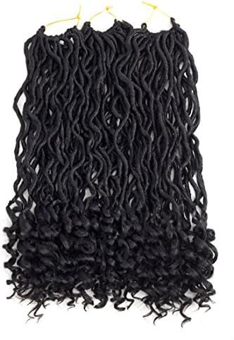 Faux Locs Crochet Braiding Hair 18 inches Synthetic Braids Goddess Locs Hair Extensions (3pcs, 1B#)