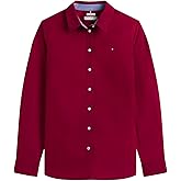 Tommy Hilfiger Womens Solid Button Collared Shirt with Adjustable Sleeves