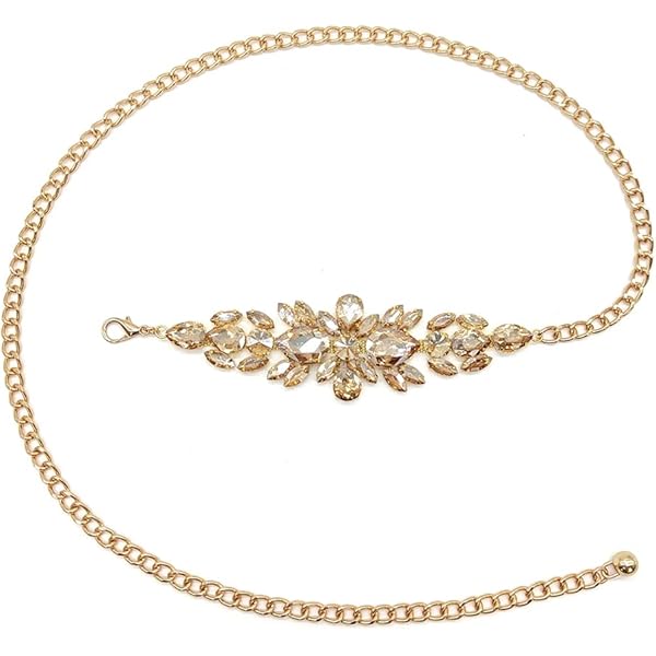 Amazon.com: KunJoe Gold Loop Chain Belts for Women Fashion