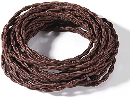 Electrical Cord FadimiKoo 28Ft Twisted Cloth Cord, 18/2 Cotton Covered Electrical Antique Wire For Vintage Bulb, Pendant Light And Other Industrial Antique DIY Projects(Brown)