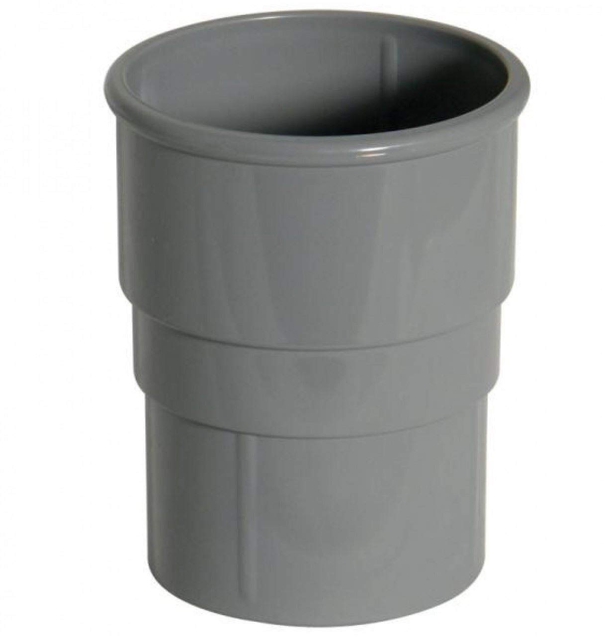 FLOPLAST 68mm Round Gutter Pipe Socket - Grey - Pack of 2