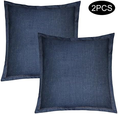 KATEVO Pillow Inserts with Pillow Protector, 17.7x17.7" 100% Cotton Denim Bedroom Reading &amp; TV Relax Throw Pillow for Adults, Teens and Kids Bed Rest, Arm, Back, Lumbar &amp; Head Support Cushion (2 Pack)