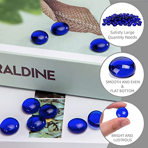 FUTUREPLUSX Flat Marbles Bulk, 100PCS Dark Blue Flat Marbles Glass Beads Aquarium Pebbles for DIY Crafts Fillers Scatter Decor