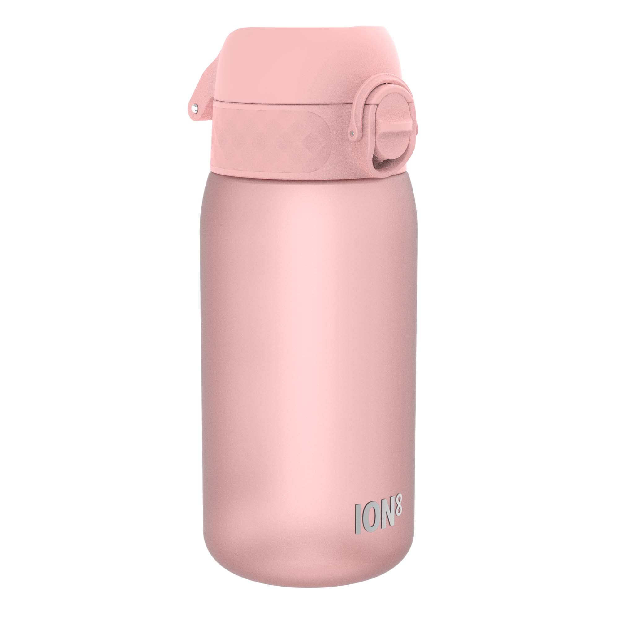 Ion8 Kids Water Bottle, 350 ml/12 oz, Leak Proof, Easy to Open, Secure Lock, Dishwasher Safe, BPA Free, Carry Handle, Hygienic Flip Cover, Easy Clean, Odour Free, Carbon Neutral, Rose Pink