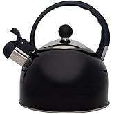 Mimo Style Café e Chá Chaleira com Assobio de Alerta Alça e Tampa Flip-Up, Preto, 2 L