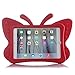 iPad case for kids, Feitenn 3D Cartoon Butterfly Non-toxic EVA Light weight Kid Proof Shockproof case with Kickstand for ipad 5/ ipad 6 /ipad pro 9.7/ New iPad 2017 case (Red)